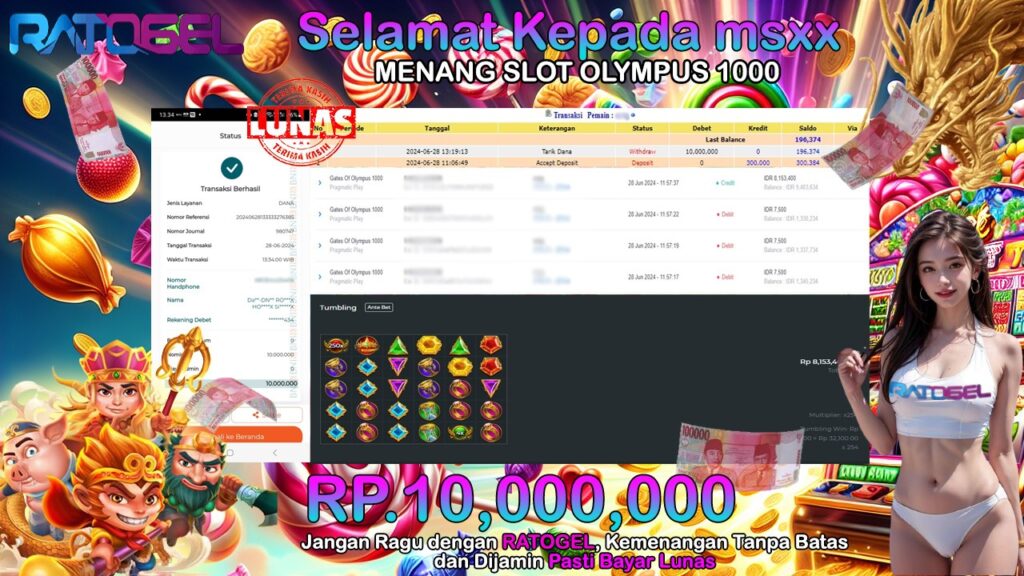 BUKTI JACKPOT SLOT GATES OF OLYMPUS 1000 TERPERCAYA DI INDONESIA TGL 28-06-2024