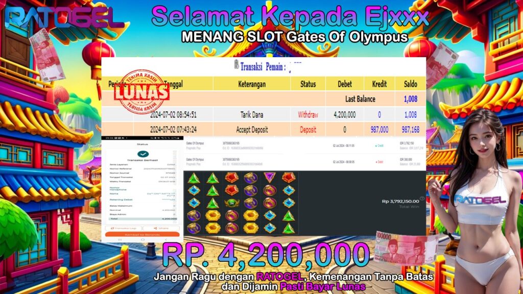 BUKTI JACKPOT SLOT GATES OF OLYMPUS TERPERCAYA DI INDONESIA TGL 02-07-2024