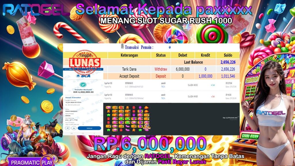 BUKTI JACKPOT SLOT SUGAR RUSH 1000 TERPERCAYA DI INDONESIA TGL 12-07-2024