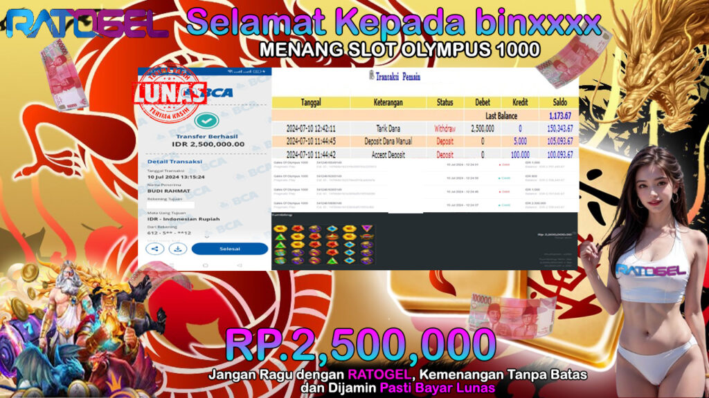 BUKTI JACKPOT SLOT GATES OF OLYMPUS 1000 TERPERCAYA DI INDONESIA TGL 10-07-2024