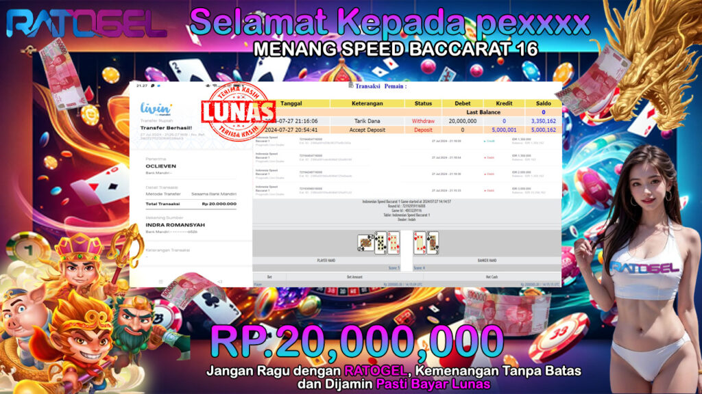 BUKTI JACKPOT SPEED BACCARAT 16 TERPERCAYA DI INDONESIA TGL 27-07-2024