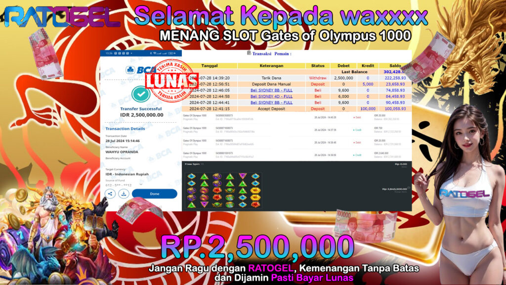 BUKTI JACKPOT SLOT GATES OF OLYMPUS 1000 TERPERCAYA DI INDONESIA TGL 28-07-2024