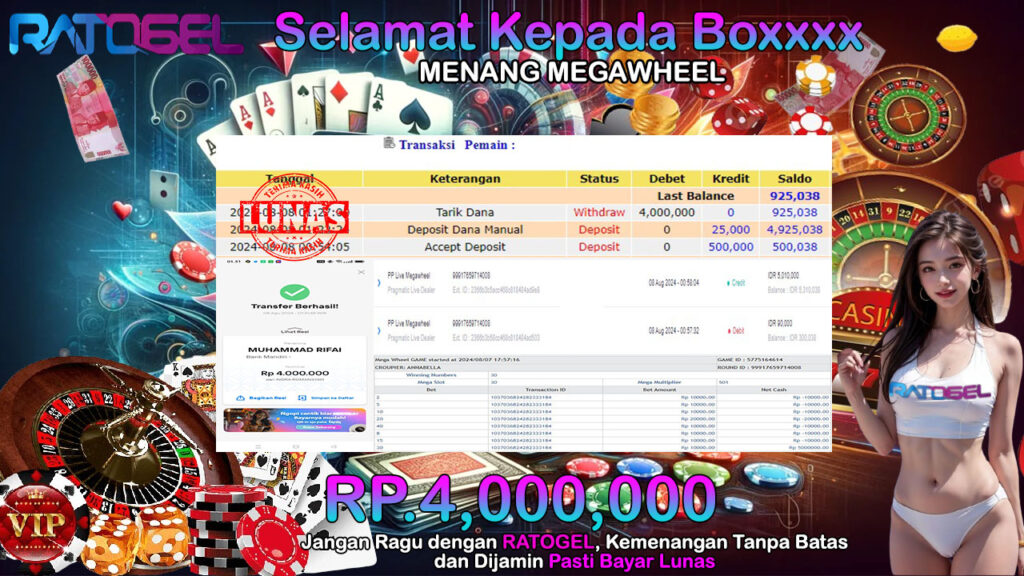 BUKTI JACKPOT MEGAWHELL TERPERCAYA DI INDONESIA TGL 08-08-2024