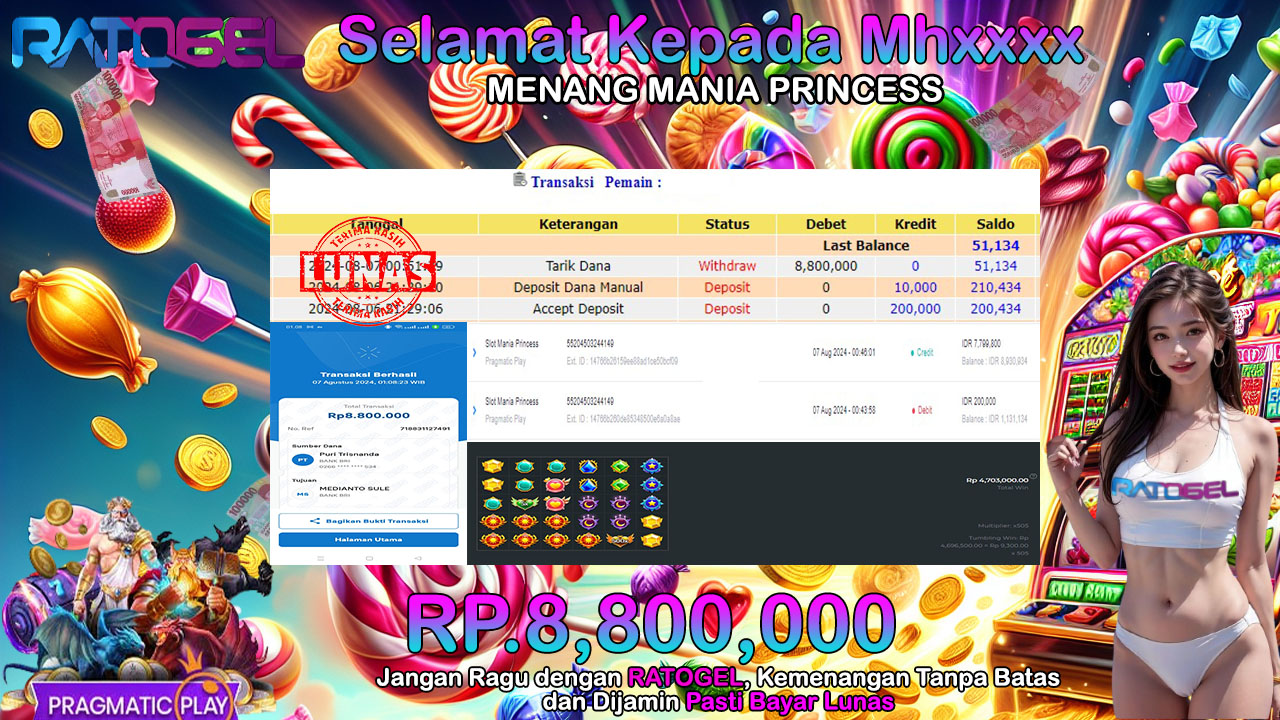 BUKTI JACKPOT SLOT MANIA PRINCESS  TERPERCAYA DI INDONESIA TGL 07-08-2024